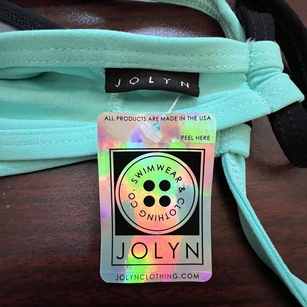 Jolyn Bikini Top Triangle Green Black Large New With Tags - Picture 3 of 4